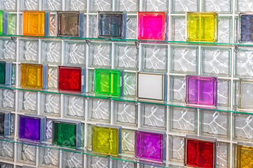 Preview: Colourful Glass Cubes Light Transparent Wall Structure