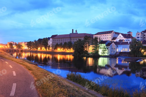 Preview: The Colorful Medieval Town Pisek In The Night, Czech Republic