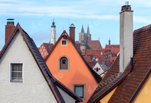 Preview: View Of The Stone Towers And Medieval Buildings In The Historic City. Rothenburg Ob Der Tauber