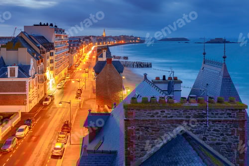 Preview: Saint Malo. The City Embankment At Dawn.