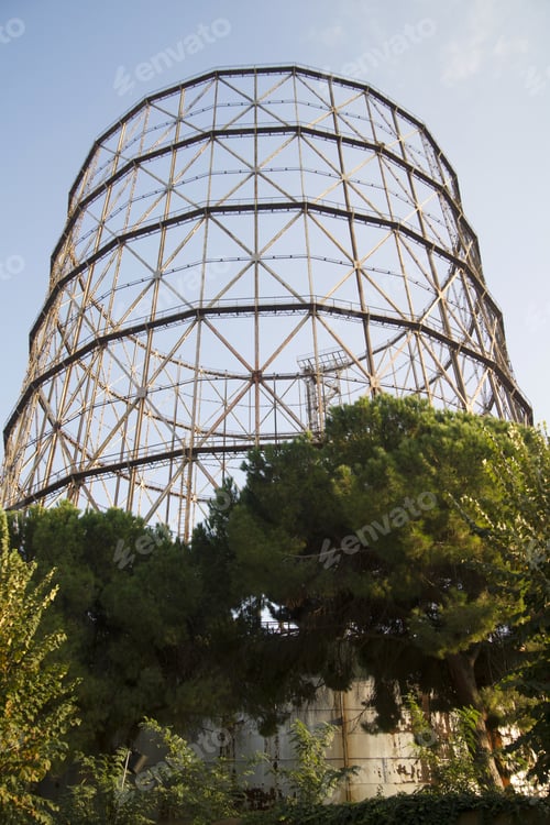 Preview: Old Iron Structure In Rome Italy, Which Was Used To Store Gas For City Use.