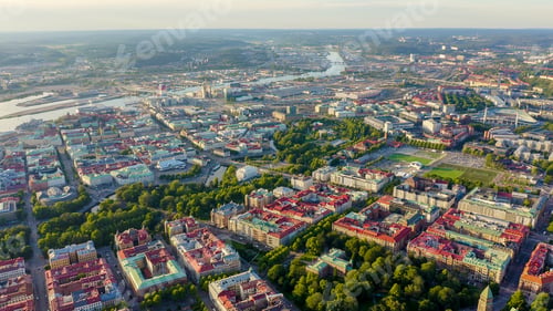 Preview: Gothenburg, Sweden. Panorama Of The City And The River Goeta Elv. The Historical Center Of The