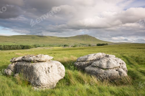 Preview: Limestone Boulders And Ingleborough In The Yorkshire Dales