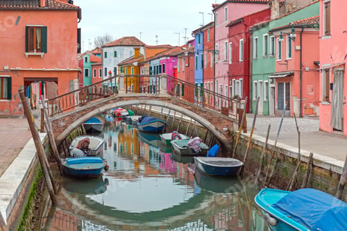 Preview: Arch Bridge Over Canal At Burano Island Italy