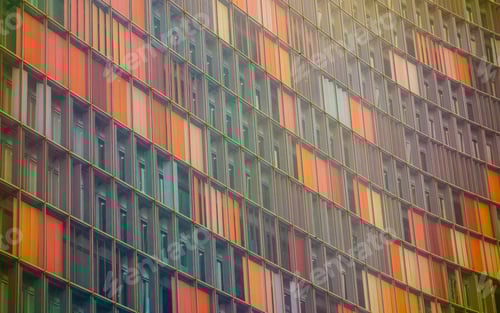 Preview: Abstract Building Facade with Orange Panels and Windows