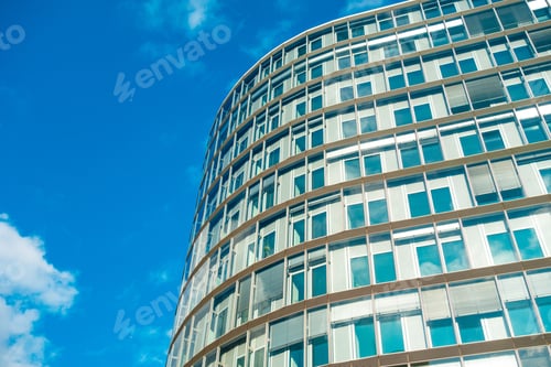 Preview: Beautiful Modern Architecture Of Curved Glass Skyscraper - Finance Or Office Building