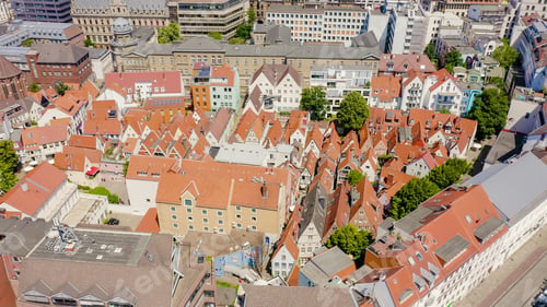Preview: Bremen, Germany. Bremen Schnoor ( Schnoorviertel ). View In Flight, Aerial View