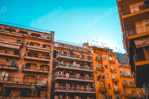 Preview: Orange Buildings In A Street At Thessaloniki