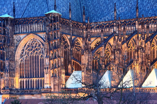 Preview: Detail Ofl Gothic St. Vitus' Cathedral On Prague Castle After Sunset, Czech Republic