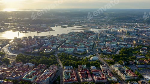 Preview: Gothenburg, Sweden. Panorama Of The City And The River Goeta Elv. The Historical Center Of The
