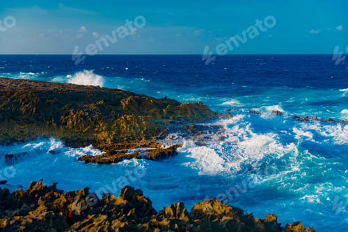Preview: Panorama Of The Violent Ocean And Giant Waves Of The Airkok National Park Nature Reserve In The
