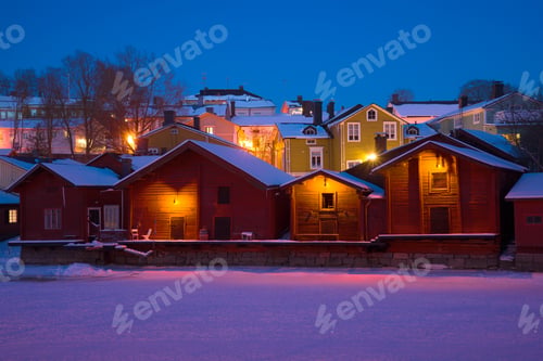 Preview: A February Evening In The Old Porvoo. Finland