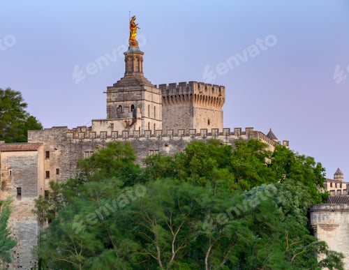 Preview: The Building Of The Famous Medieval Papal Palace On A Sunny Day. Avignon. France.