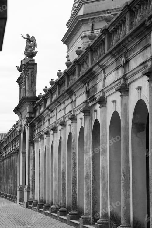 Preview: Architecture. Cemetery. Black And White.