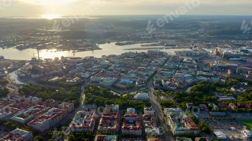 Preview: Gothenburg, Sweden. Panorama Of The City And The River Goeta Elv. The Historical Center Of The