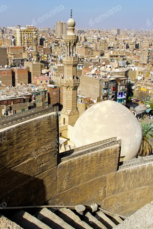 Preview: Sunny Day In Cairo Cityscape From Mosque Tower Top