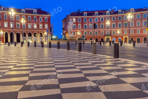 Preview: Nice. View Of Massena Square In Night Lighting.