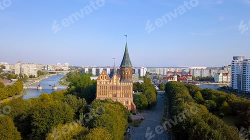 Preview: Kaliningrad Cathedral On The Island Of Kant. Russia, Kaliningrad, From Drone