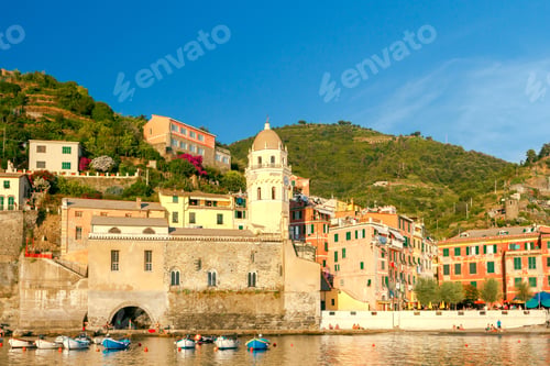 Preview: Church Of St. Margaret In The Old Medieval Italian Village Vernazza. Italy. Cinque Terre. Liguria.
