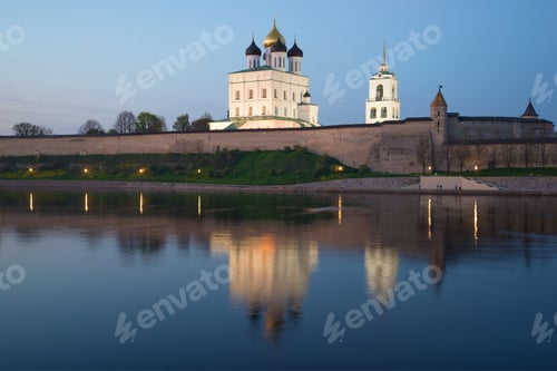 Preview: View Of Trinity Cathedral In The Pskov Kremlin In May Twilight. Pskov, Russia