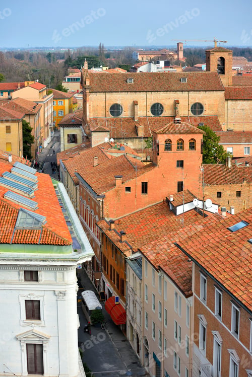 Preview: Panorama Of The Historic Center Seen From The Este Castle Ferrara Italy