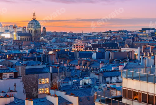 Preview: Aerial View Of The Districts Of Paris At Night. France.