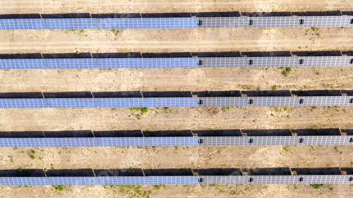 Preview: Russia, Stavropol Territory. Solar Power Plant On A Clear Sunny Day, Aerial View, Head Over Shot