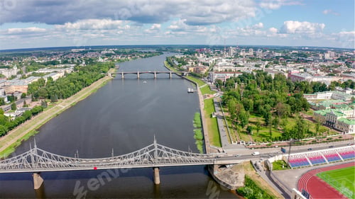Preview: Panorama Of The City Of Tver, Russia. Aerial View. Volga River, From Drone