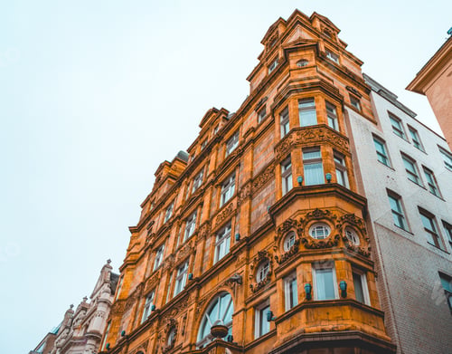 Preview: Orange Historical Apartment Building At London In Low Angle View