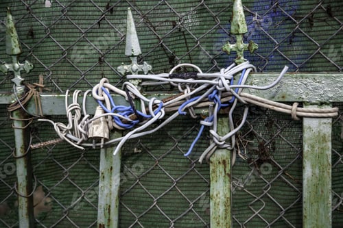Preview: Cables Tangled In Door To Protect, Lock And Security