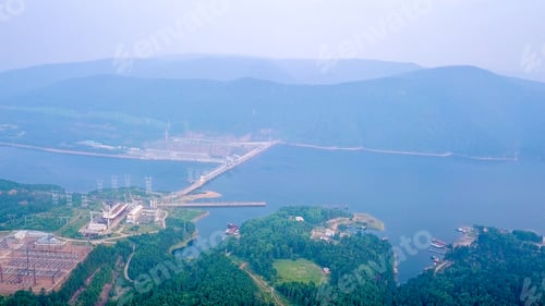 Preview: Krasnoyarsk Hydroelectric Power Station On The Yenisei River. Russia, From Dron