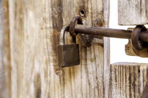 Preview: Padlock On Urban Street Door, Construction And Architecture, Protection