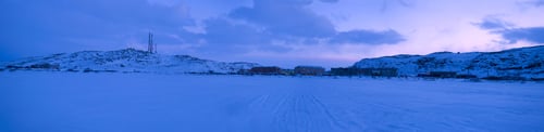 Preview: Panorama Of The Village Of Teriberka In February Twilight. Murmansk Region, Russia