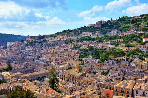 Preview: Panorama Of Modica Seen From The Bell Tower Of San Giorgio Sicily Italy