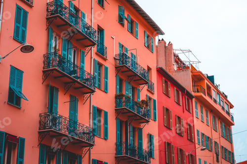 Preview: Red Facaded Apartments With Darken Balcony