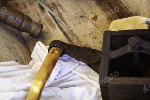 Preview: Old Ax For Cutting Wood, Detail Of Tool For Chopping Wood, Firewood