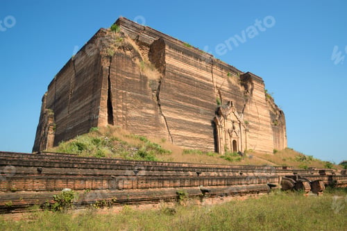 Preview: Platform Old Giant Pagoda Pahtodawgyi Shattered By The Earthquake. Mingun, Myanmar