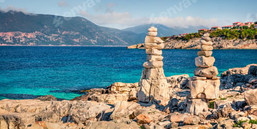 Preview: Warm Spring Day On The Emblisi Beach. Panoramic View Of Kefalovia Island, Greece, Europe. Sunny