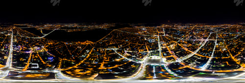 Preview: Voronezh, Russia. Night Panorama Of The City Of Voronezh From The Air. Bright Street Lights. Aerial