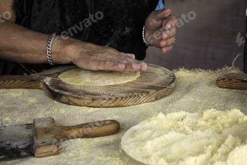 Preview: Man Kneading Bread In Bakery, Crafts And Work