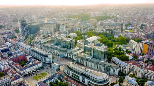 Preview: Brussels, Belgium. The Complex Of Buildings Of The European Parliament. State Institution, Aerial