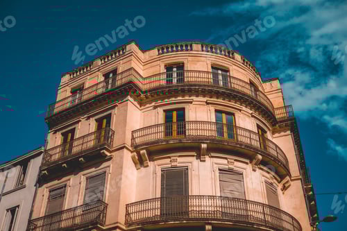 Preview: Warm Colored Curved Building With Darken Sky