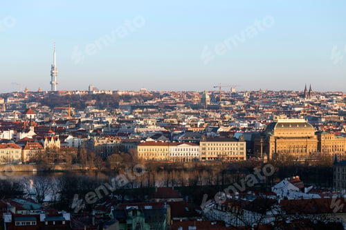 Preview: View On The Winter Prague City With Its Towers In The Sunny Day, Czech Republic