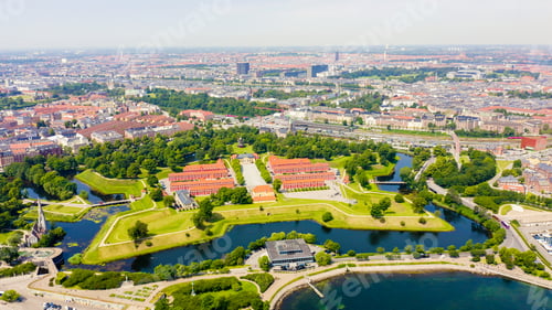 Preview: Copenhagen, Denmark. Antique Fort Kastellet, From Drone