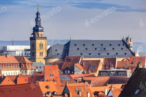 Preview: Scenic Aerial View Of The Old City At Sunset. Bamberg. Bavaria Germany.