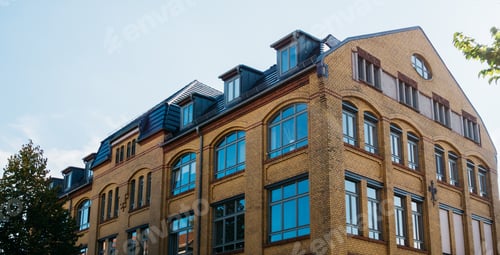Preview: Brick Industrial Factory With Yellow Facade