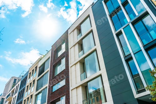 Preview: Modern Townhouses With Cloudy Sky