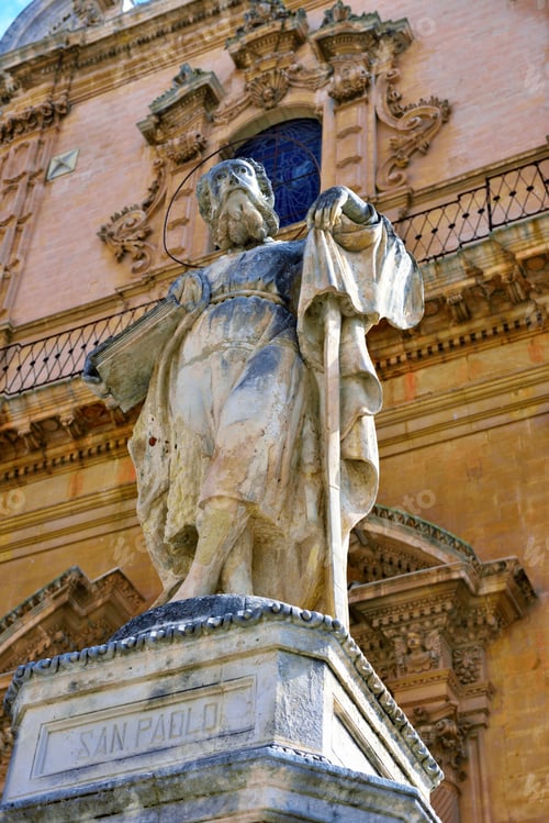 Preview: Statues Outside The Duomo Of Saint Peter (San Pietro) Modica Sicily Italy