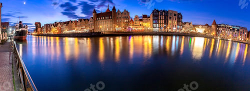 Preview: Panorama Of The City Promenade And The Facades Of Medieval Houses In The Old City At Sunset