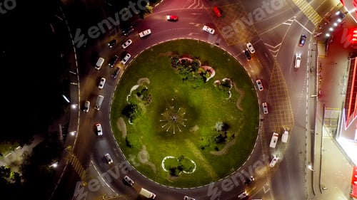 Preview: Novorossiysk, Russia. Kutuzov Ring. Novorossiysk At Night. Night City Lights, Aerial View